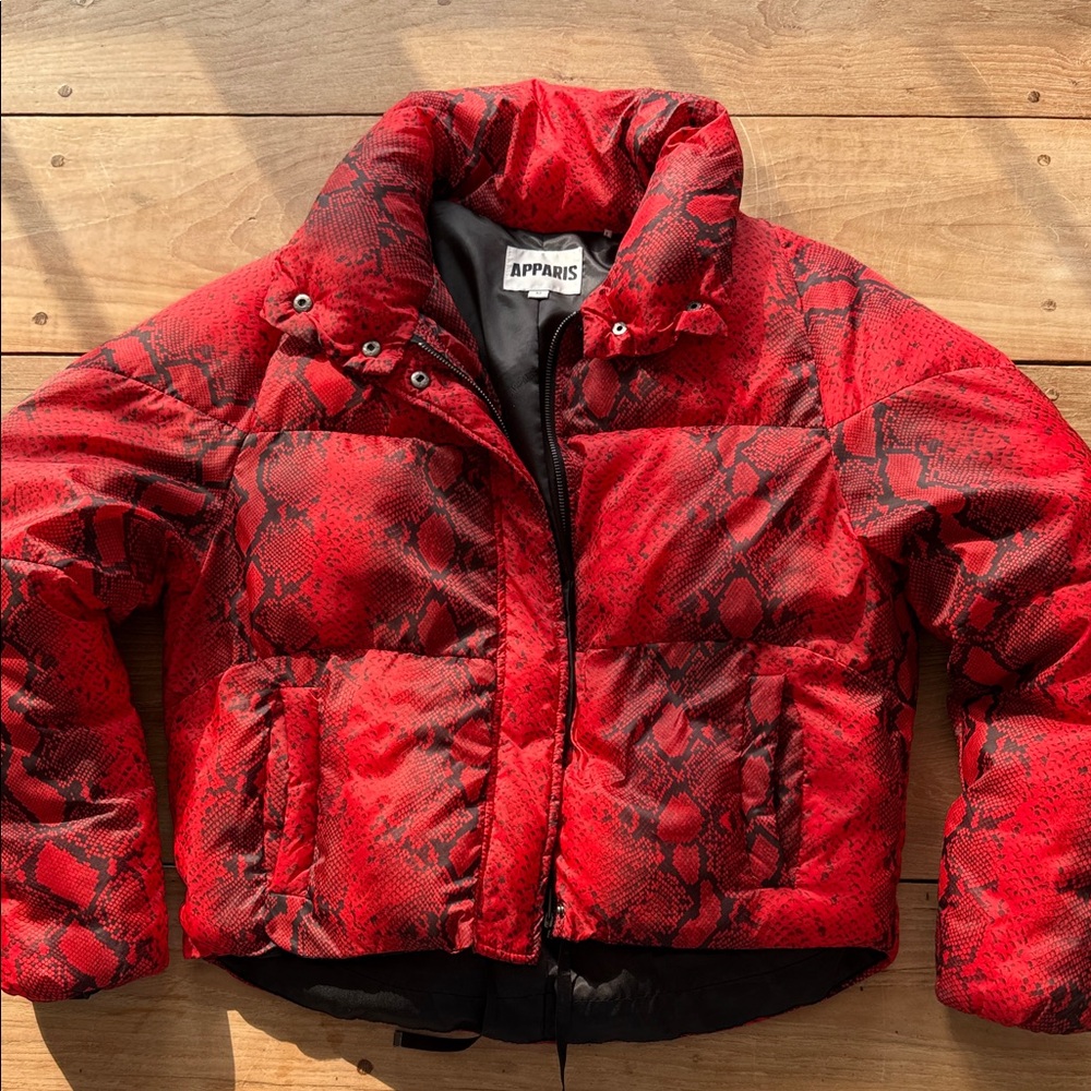 Apparis Jamie size medium Red Python Puffer Jacket - image 1